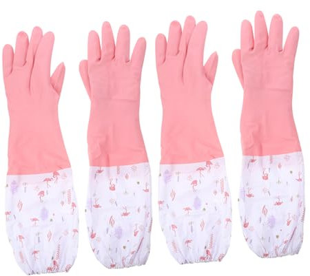 HAWILLOSCH 2paar Wasserdichte Gummi-handschuhe Mit Fleece-innenfutter Für Küchenreinigung Langlebige Antirutsch-küchenhandschuhe s Zufällige Farben Für Putzen Und Gartenarbeit