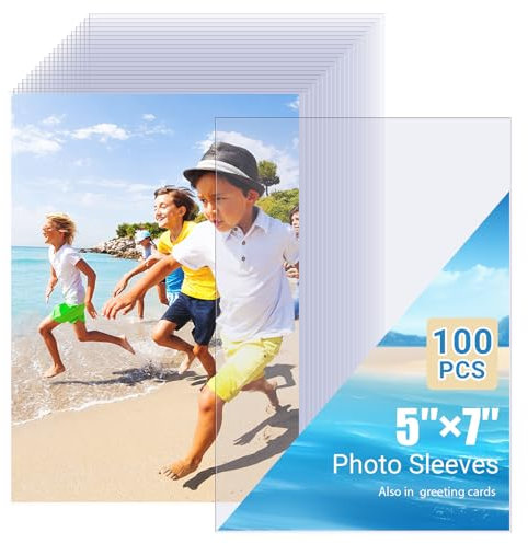 100 Stück Fotohüllen 5x7 Zoll (13x18 cm) – Transparente Klarsichthüllen mit Oberer Öffnung ohne Lochung, Säurefrei & Wasserdicht – Ideal für Fotoalben, Postkarten Sammelhüllen und Dokumente