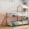 LIVLUX Lit superposé 90x200 cm, lit cabane pour Enfants avec Tableau à Dessin, Toboggan et échelle, pour 2 Enfants avec Protection Anti Chute et sommier à Lattes, Blanc (Typ B, 90 x 200 cm)