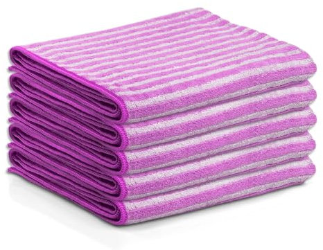Das blaue Wunder EXTRA Premium Geschirrtücher 40cm x 70cm | EXTRA weich und EXTRA saugfähig | Küchentücher mit Qualität | Streifen- und fusselfrei (lila-Flieder, 5er Set)