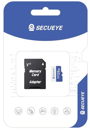 JOYNANO SECUEYE 128GB TF Memory Card with Adapter Class 10 FAT32 High Speed Reading/Writing 24/7 Recording for Security Camera Dash Cam and More (128GB + Adapter)