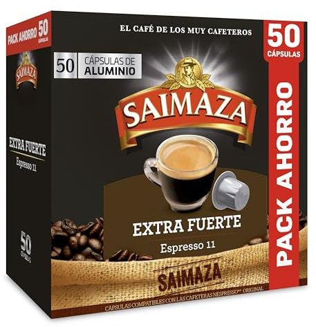 Saimaza Café Cápsulas Extra Fuerte, 50 Cápsulas Compatibles Nespresso