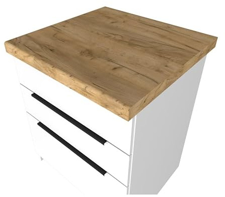 Euro Style Arbeitsplatte nach Maß Arbeitsplatte maßgefertigt Spanplatte mit ABS-Kante Tischplatte Starke 3,8cm Küchenplatte Weiß/Schwarz/Marmorn/Hölzern 30-180cmm (holzdekor, 60 cm)