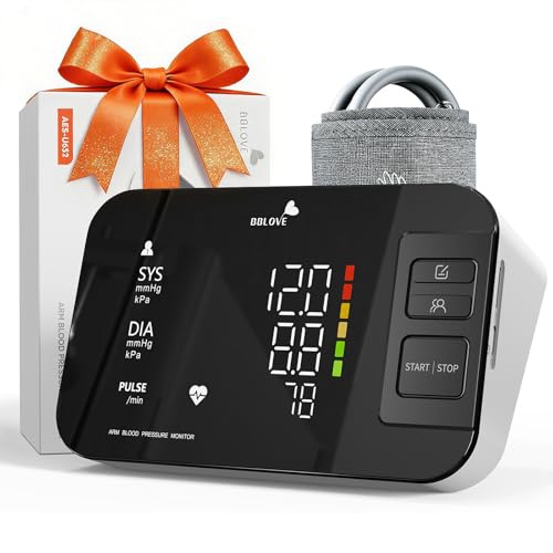 Blood Pressure Monitors for Home Use, Rechargeable Upper Arm Blood Pressure Machine with Voice Switch, 22-42cm Wide Cuff, 2-User Memory & LED Display, Portable BP Monitor, Birthday Gifts for Family
