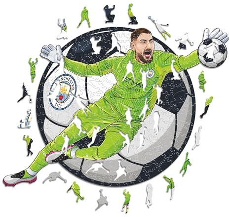 Iconic Puzzles - Manchester City, Gianluigi Donnarumma, offiziell Lizenziertes Holzpuzzle, 100% nachhaltig, Geschenk für Erwachsene und Kinder, Größe S, 150 Teile