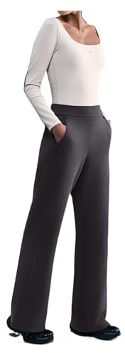 NIKE 24.7 Impossiblysoft Dri-Fit-Hose Mit Hohem Bund Und Weitem, Ausgestelltem Bein Für Damen, Thunder Grey/Dark Shadow, HQ8607-036, L