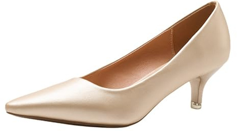 Lizoleor Scarpe Donna Tacco Gattino Punta Senza Chiusura Business Eleganti Solid Oro Numero 41 EU/43CN