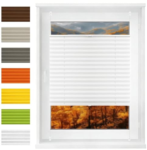 Pleated Blind Temporary Blinds for Windows 30 x 160 cm Blackout - No Screws Easy to Install Venetian Blind Privacy Screen Modern Privacy Screen for Windows Doors, White