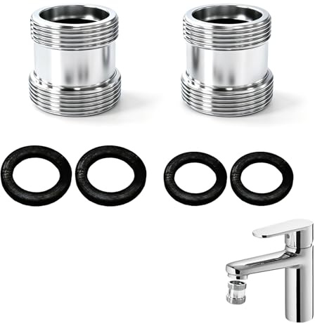 2 Piezas Adaptador de Grifo M20 a M22, Adaptador de Rosca Doble para Conexión de Grifos M20 y M22 - Conector Aireador para Cocina y Baño (M20-M22)