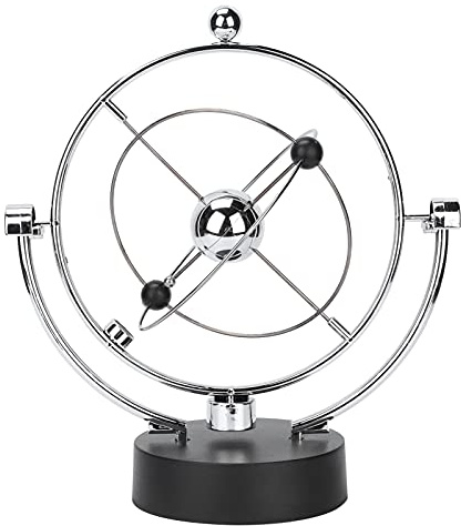 Kinetic Art Asteroid, batteriebetriebene elektronische Perpetuum-Mobile-Maschine, schwingende Balancekugeln, Schreibtischdekoration, Geschenkidee, 21,8 x 10,4 x 23,9 cm
