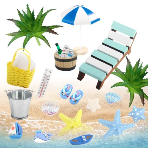 24 Pièces Accessoires de Sauna décoratifs Miniatures Décor de Plage | Miniature Fauteuil Inclinable Verres à Vin pour les Maisons de Poupées Bricolage Jardins et la Décoration Estivale