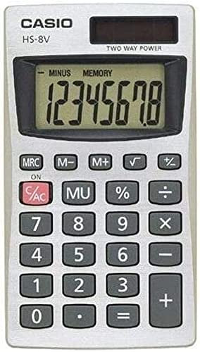 Casio Basic Calculator, HS8VS, Solar Powered, Big Display, Protective Hard Case, Battery Backup, Profit Margin %