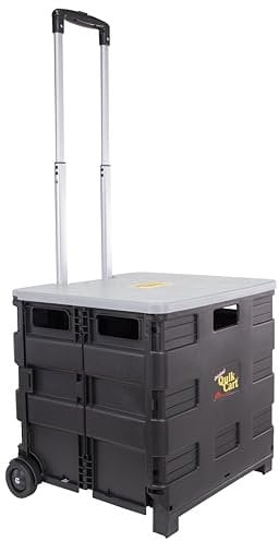 dbest products Quik Cart Faltbare Rollkiste auf Rollen für Lehrer, Tragetasche, 36,3 kg Kapazität, aus robustem Kunststoff und als Sitz verwendet, Grau