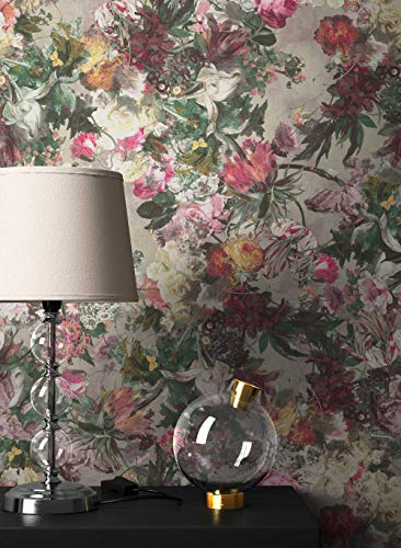 NEWROOM Blumentapete Tapete bunt Blumen Blätter Floral Vliestapete Vlies moderne Design Optik Blumentapete Modern inkl. Tapezier Ratgeber