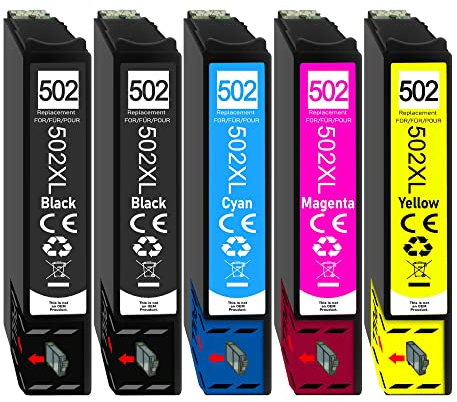 502xl Druckerpatronen Multipack kompatibel für Epson 502 XL für XP-5100 XP-5105 XP-5150 XP-5155 WF-2860 WF-2865 WF-2880 WF-2885 (5er-Pack)