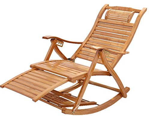 Liegender Gartenstuhl Liegen Schaukelstuhl Holz Garten Schwingstuhl Relaxstuhl Liegestühle Relaxsessel Schwingsessel | Sonnenliege Klappbar Wetterfest mit Auflage Armlehne