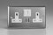 VARILIGHT | Brushed Steel | Classic | Double Socket with 2 x 12W Shared USB A Charging Ports | XT5U2SW
