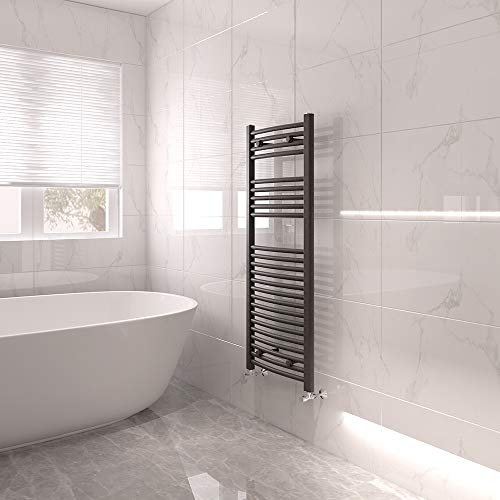 NRG Bathroom Modern Curved Heated Towel Rail Radiator Central Heating Ladder Rad 1200x450mm Anthracite