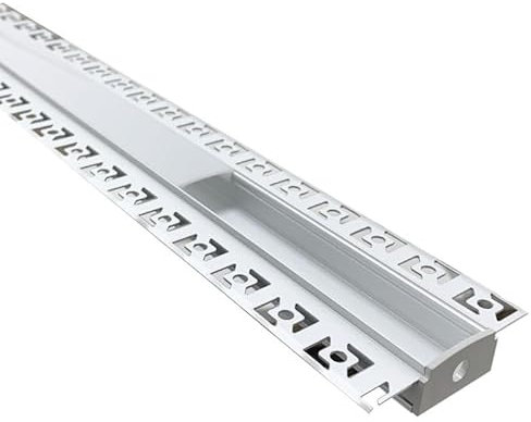 SILAMP Profilé Aluminium encastré 1m pour Ruban LED Double Couvercle Blanc Opaque