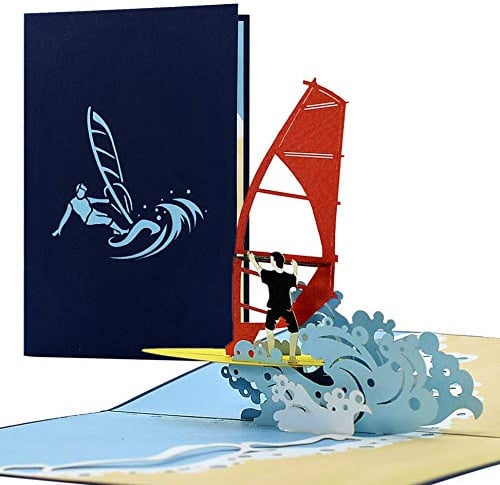 Diese-Klappkarten Gutschein oder Geburtstagskarte für Surfer oder Wassersportler | Reisegutschein Strandurlaub|Geschenkidee Geburtstag, Hochzeit, H29