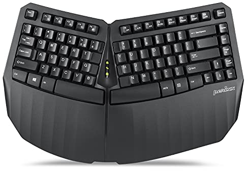 Perixx PERIBOARD-613B Wireless Compact Ergonomic Split Keyboard - Dual 2.4G and Bluetooth Mode - Compatible with Windows 10 and Mac OS X - 15.75x10.83x2.17 inches - Black - US English
