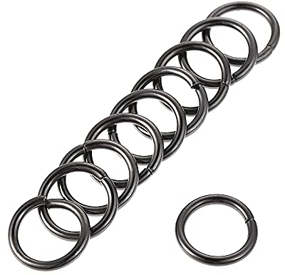 sourcing map 20 Stück O Ringe 0.39(10mm) Metall für Riemen Taschen Gürtel DIY Handwerk Schwarz