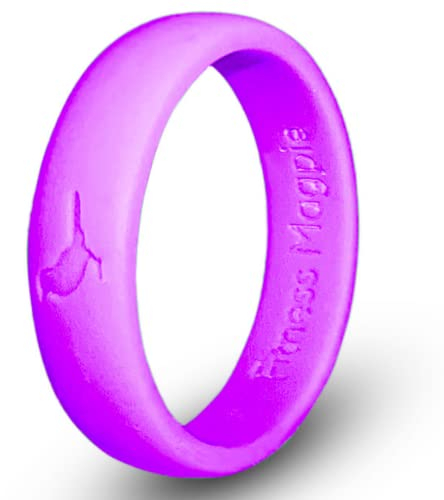 Comfortable Womens Silicone Ring, Modern Wedding Rings for Women, Hypoallergenic, Breathable, Non-Toxic, Flexible & Safe for Your Fingers, Outdoor Activities, Sports, Extreme Adventures. Purple. (8)