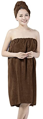 Femme Paréo de Bain Microfibre Séchage Rapide 2 pour 1 Robe Sortie de Bain et Serviette de Cheveux Set Peignoir de Bain Doux Draps de Bain Sauna Douche Jupe de Chambre pour Hôtel Voyage Spa Piscine