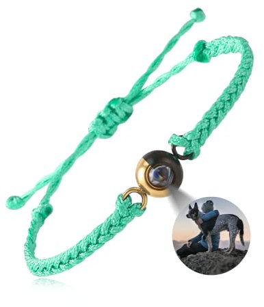 EMIRISTIC Naturstein-Foto-Armband mit Bild im Inneren, Individuelles Initialen-Armband für Paare, Liebhaber zu Jedem Anlass, Einheitsgröße, Kein Edelstein, Freie Größe