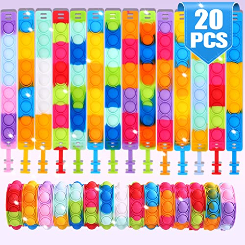 20 Stück Pop Armband It, Fidget Toys Pack, Pop Bracelet Fidget Spielzeug Set, Silikon Regenbogen Baby Sensorik Spielzeug Geschenke für Kinder Jungen Mädchen Stressabbau & Anti-Angst