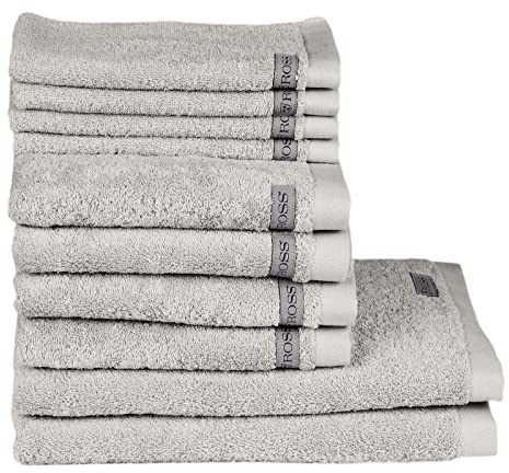 Ross Uni-Walk Handtücher Sinfonie 4009, Set 10-TLG Kiesel, 4X Gästetuch 30x50 cm + 4X Handtuch 50x100 cm + 2X Duschtuch 70x140 cm