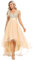 Ever-Pretty Damen Festliches Kleider Asymmetrisch Ärmellos Pailletten Lang V-Ausschnitt Tüll Rückenfrei Elegant Gold 38EU