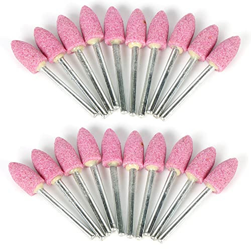 OUHUAN 20 Piezas Piedra Montada Abrasiva para Accesorios para Cabeza de Rueda de Piedra de Esmerilado para Herramientas Rotativas Forma de Forma de