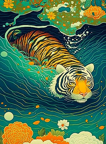 Cross & Glory Puzzles: Bengal Crossing 1000 Teile Puzzle eines majestätischen Tigers Crossing River, atemberaubendes Wildtier-Kunstwerk für Erwachsene, tolle Geschenkidee