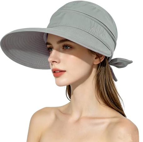 XGOPTS Sommerhut Damen Abnehmbar Visor Cap Damen Sonnenschutz Strandhut | Sonnenhüte für Frauen mit breiter Krempe, UPF 50 UV Strandhut, Sommer-Strandhut, faltbar, für Gartenarbeit, Safari, Reisen