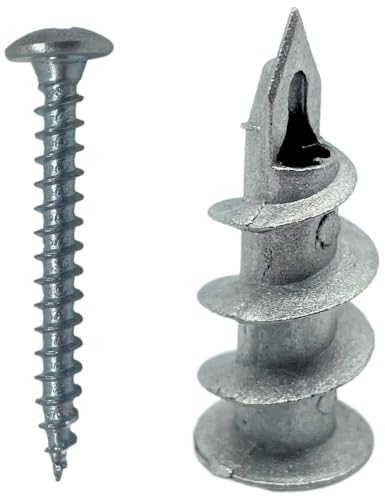 Tradeals Fijaciones para placas de yeso con tornillos de metal resistente, autoperforante, calidad profesional, anclaje, tornillos de pared de 32 mm (paquete de 20)