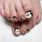JUSTUSNX 24pcs Square Black Fake Toenails White Flowers False Toenails Rhinestone Sequin Press on Toenails for Women and Girls