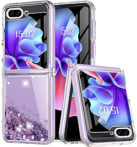 Yutwo Hülle für Samsung Galaxy Z Flip 5 5G, Glitzer Treibsand Silikon Stoßfest Samsung Z Flip 5 5G Handyhülle Transparent TPU Bumper Schutzhülle Quicksand Case