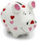 Brillibrum Design Sparschwein mit Herzen Keramik Spardose Schwein Handmade Sparschwein Sparbüchse Hochzeitsschwein (Herzen Rosa/Rot (9x9x12,5 cm))