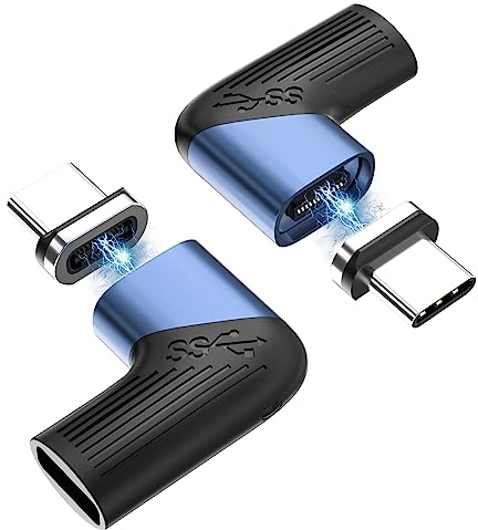 SUNTAIHO Adaptateur Magnétique USB C 90 Degrés 24 Broches Adaptateur USB C avec Charge Rapide PD140W, Transfert de Données 40 Gbit/s, Vidéo 8K@60Hz pour iPhone 15, MacBook Pro/Air, Violet, Lot de 2