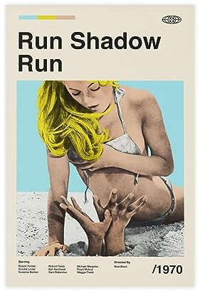 Retro-Film-Poster, Run Shadow Run, Leinwand-Poster, Wandkunst, Dekor, Bild, Gemälde für Wohnzimmer, Schlafzimmer, Dekoration, ungerahmt, 50 x 75 cm