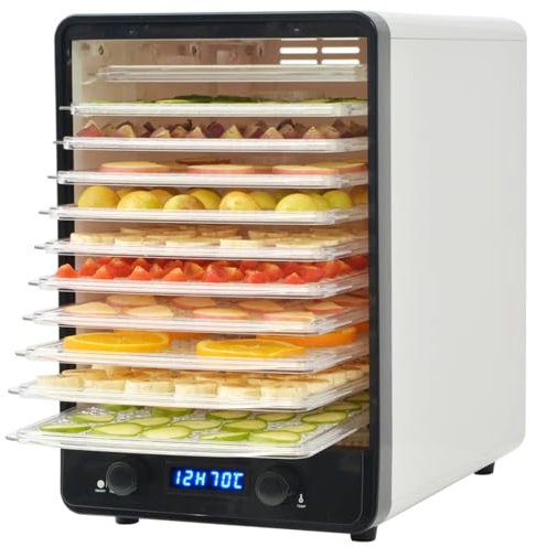 Homgoday Dörrgerät für Lebensmittel mit 10 Tabletts 550 W Weiß, Möbel für Haus Innen Außen Wohnzimmer Schlafzimmer