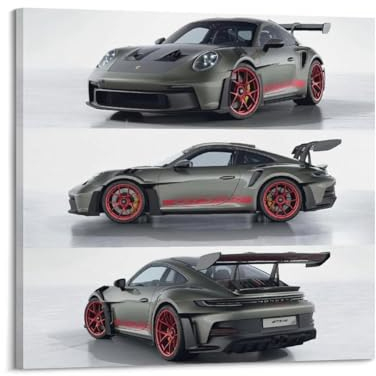 911 992 GT3 RS Sportwagen-Poster, Rennwagenmaschine, dekoratives Gemälde, Leinwandbild, 70 x 70 cm