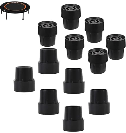 YINGLUOEU 12 Stück Trampolin-Beinkappen rutschfest Beinkappe Ersatz Trampolin Fußabdeckung Gummi für Trampoline Möbel Springbett Zuhause, Schwarz