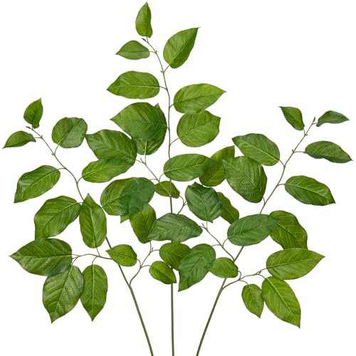 Arborus 3 Stück Kunstzweige 79 cm Künstliche Zweige für Bodenvase Grün Kunstpflanzen Zweig Künstliche Sabahblätter Äste und Zweige Deko Dekozweige für Vase Tisch Regal Zimmer Deko
