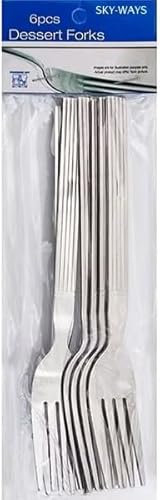 6 x Stainless Steel Forks | Cutlery Dining Table Forks | Dessert Forks (SKY-WAYS Kitchen Cutlery)