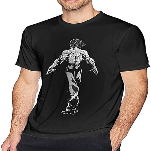 Baki The Grappler Poster Men's Short Sleeve Casual Cotton Crew Neck T-Shirt Black S