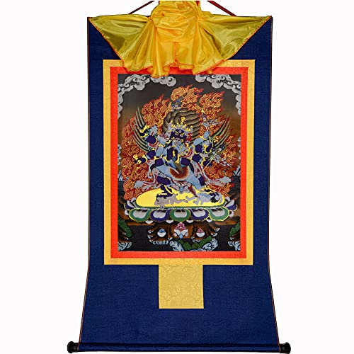 Thangka-Gemälde, buddhistischer Wandteppich, tibetischer Thangka, Buddha-Wandteppich, tantrischer tibetisch-buddhistischer Thangka-Wandbehang, sechsarmiger Mahakala, buddhistischer Wandteppich aus hei