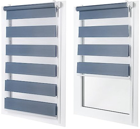 Doppelrollo ohne Bohren – Sichtschutz und Sonnenschutz, Klemmfix – Violett, 90 cm breit (Stoffbreite) x 120 cm hoch (Fensterhöhe) – Duo Rollo für Fenster/Tür, lichtdurchlässig/verdunkelnd