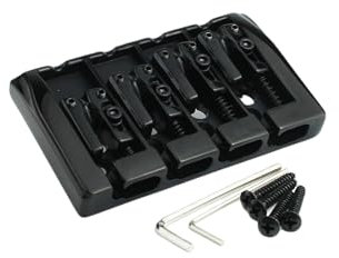 Guyker Bassgitarren-Steg, 4 Saiten, feste Brücken, Saitenraum, 19 mm, Ersatz für Jazz-Bass oder Präzisionsinstrumente (GB404, Schwarz)